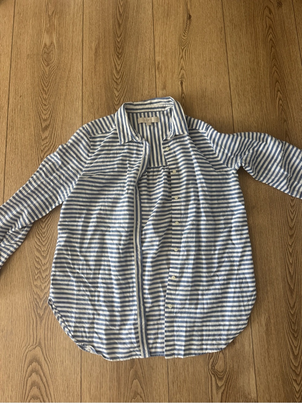 LOFT Blue and White Striped Kids Button-Down Shirt